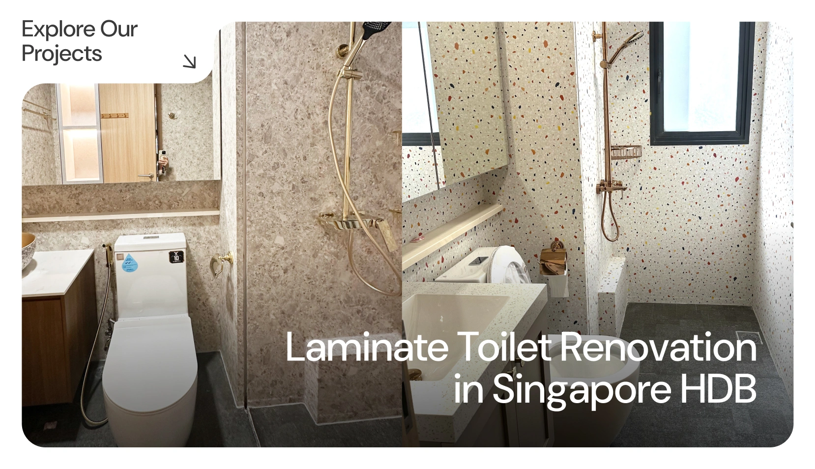 Toilet Design with Geometric Wallpaper Installation